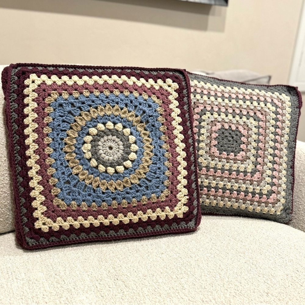 Crochet Covered Decorative Large Square Pillows - Picture 2 of 11